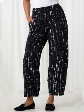 Sympli Black Abstract Print Wide Leg Pants